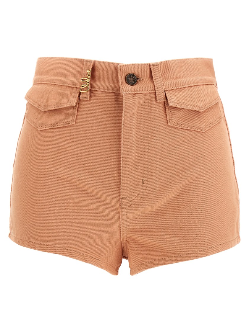 Chloé High Waist Shorts With Front And Back Pockets In Orange