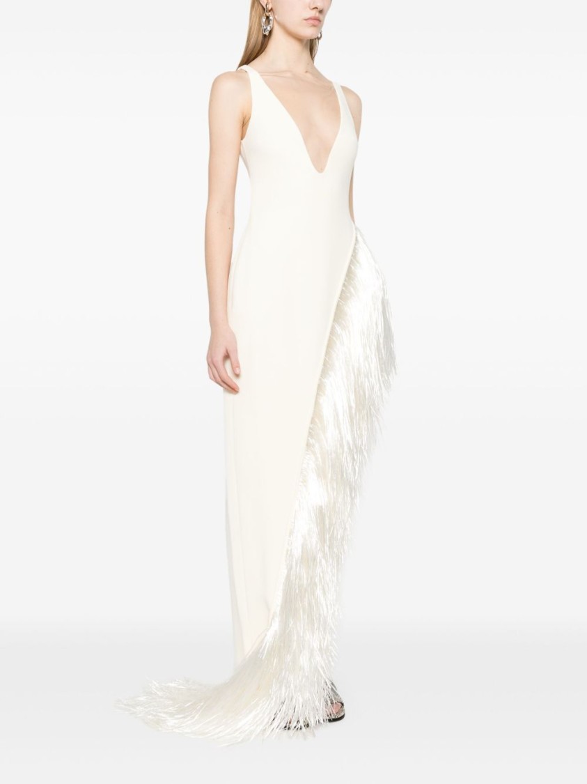 David Koma Asymmetric Evening Dress With Tulle Insert