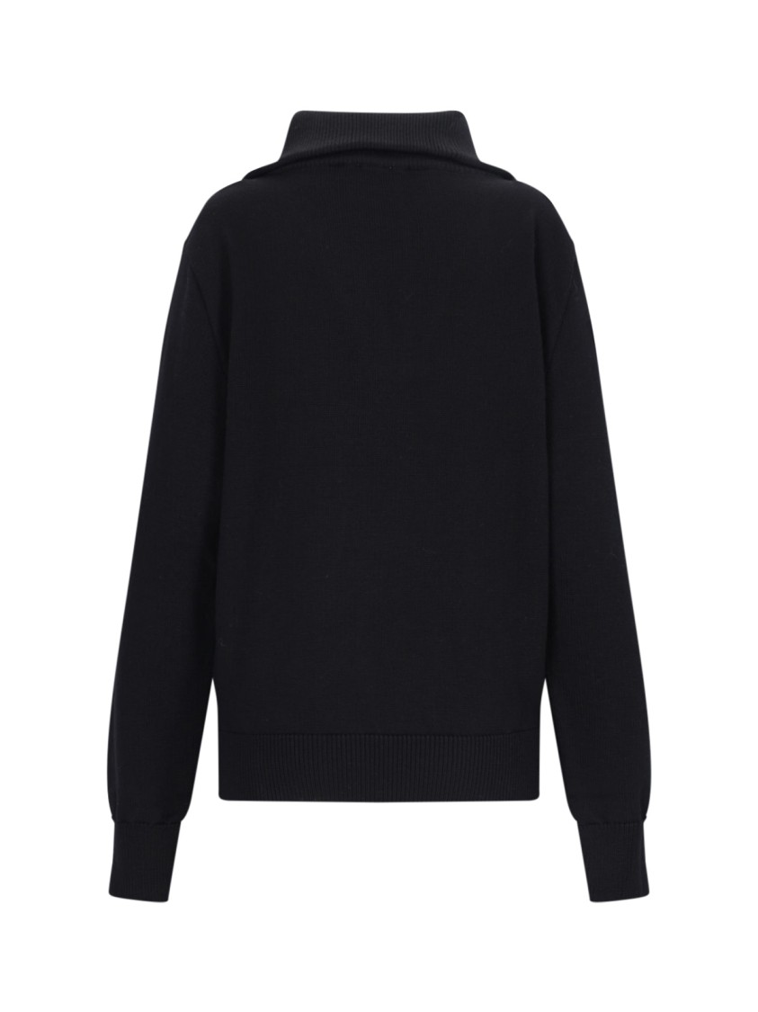 Courrèges Trucker Turtleneck Sweater In Black Wool Blend In Black