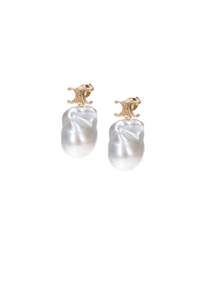 Celine Céline "les Perles Baroque" Earrings Gold-tone In White