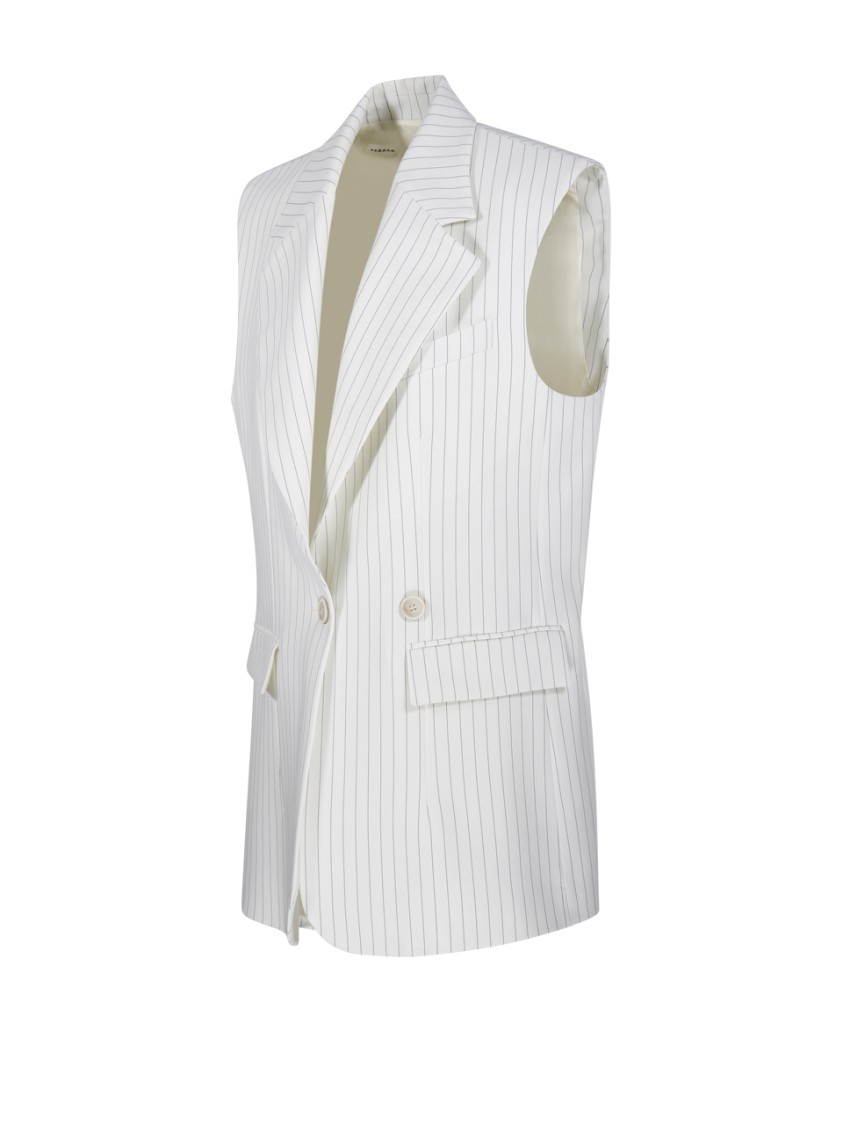 P.a.r.o.s.h Parosh Sleeveless Double-breasted Over Jacket In White