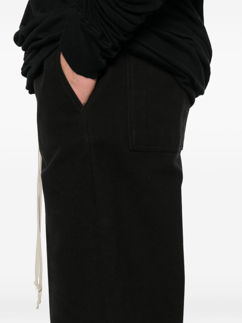 Rick Owens Relaxed Fit Black Trousers With Drawstring Waistband In Black
