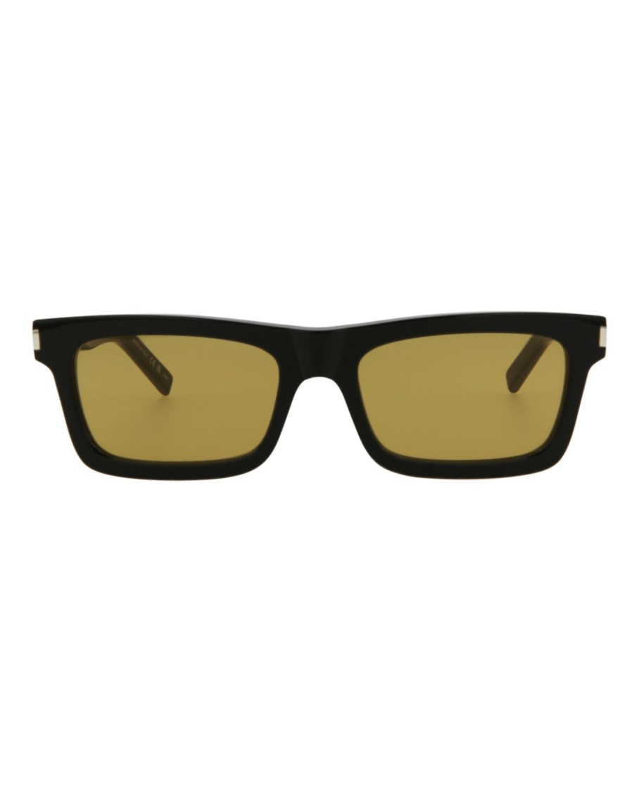 Saint Laurent Square-frame Acetate Sunglasses With Saddle Nose Bridge In Yellow