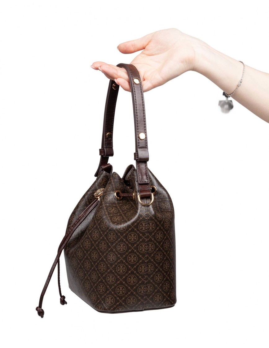 Tory Burch Monogram Printed Cotton Bucket Bag