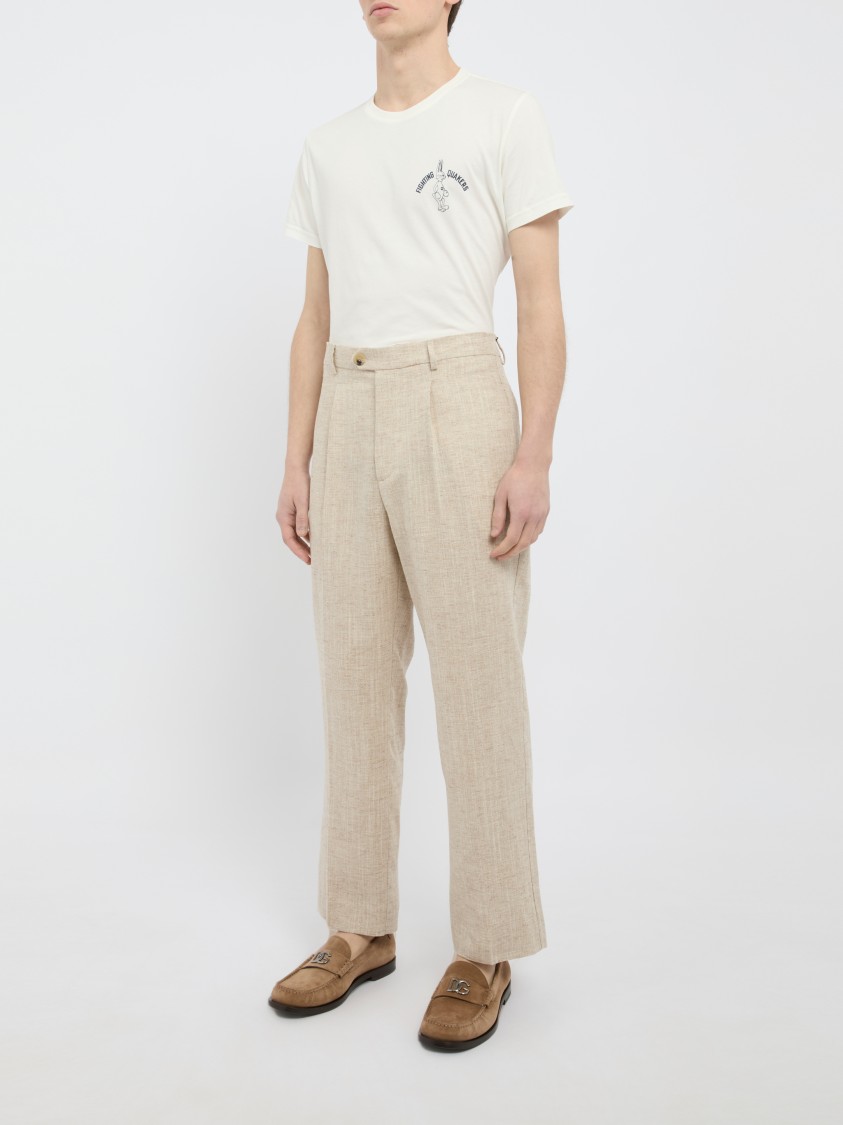 AMARANTO AMARANTO REFINED STRAIGHT-LEG AMARANTO TROUSERS IN BEIGE
