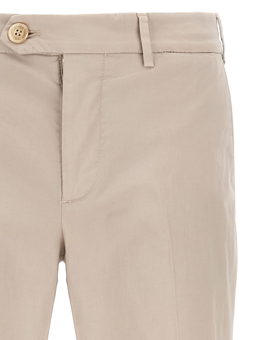 Brunello Cucinelli Garment-dyed Cotton Chinos With Zip Closure In Neutral