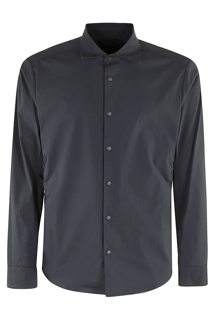 Shop Aspesi Arch Shirt With Pointed Collar And Zippered Pockets In Blue