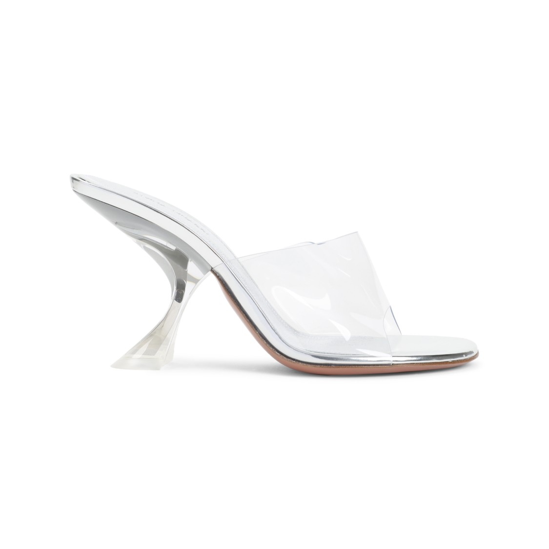 Amina Muaddi Metallic Open-toe Sandals With Sculptural Heel In Silver