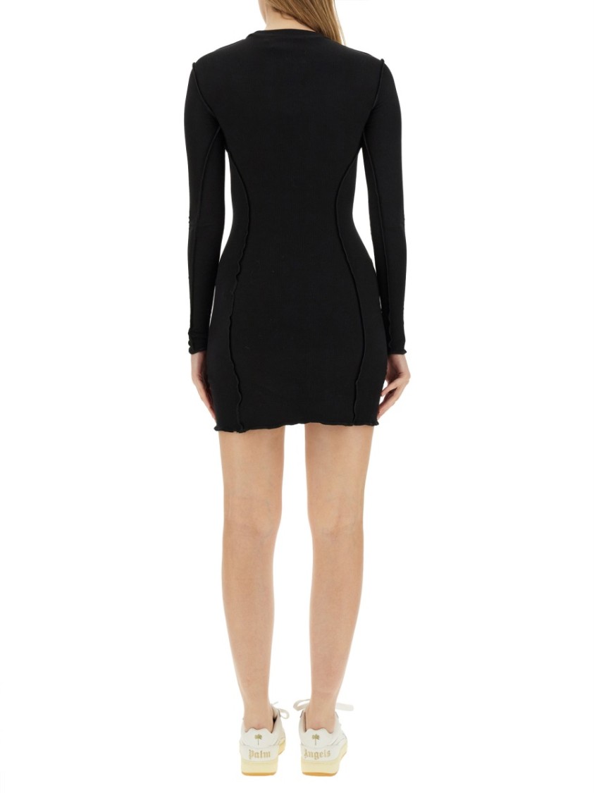 ワンピースその他 Palm Angels Black cotton mini dress with logo Palm Angels Women's Logo Rib Cotton Dress In Black | ModeSens