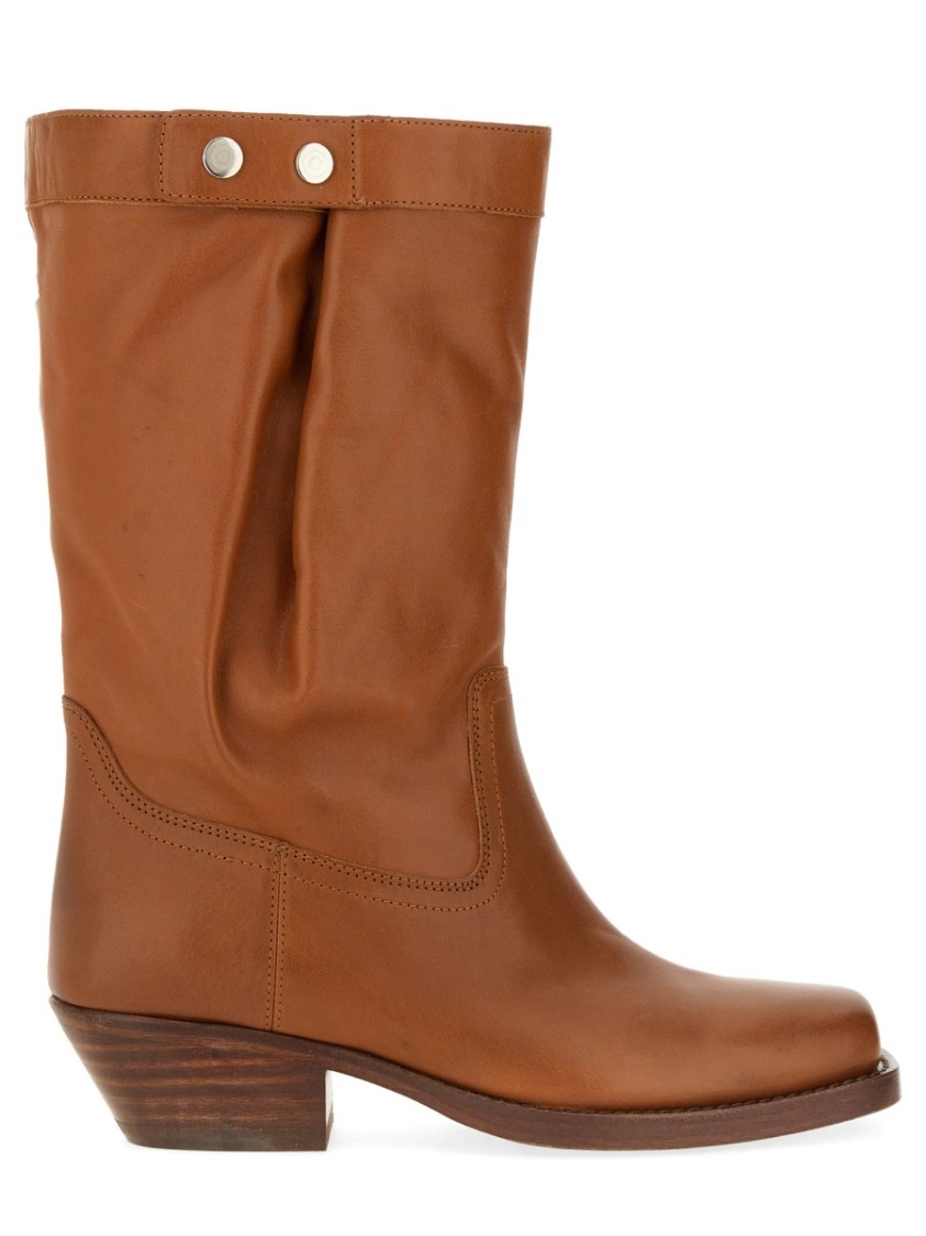 Isabel Marant Ademe Havana Leather Biker Boot Women In Brown