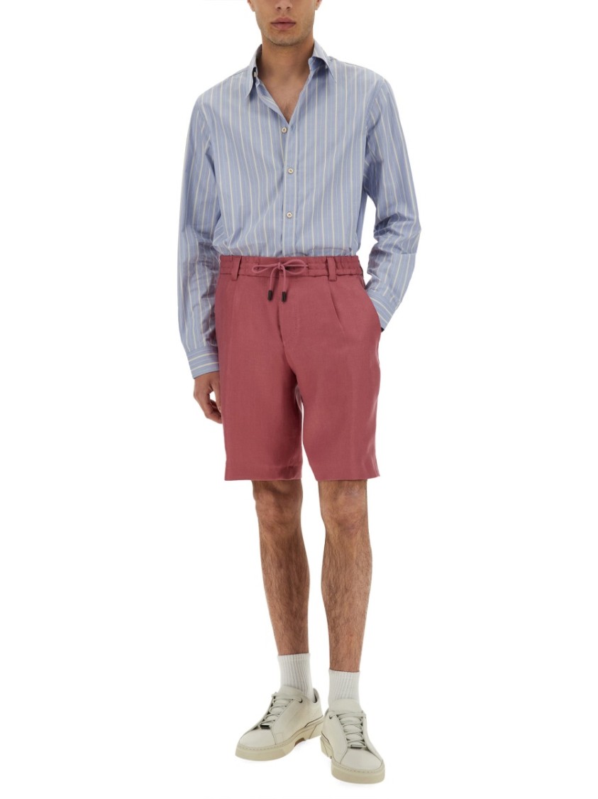 BOSS CAMEL BOSS CAMEL LINEN RELAXED FIT SHORTS