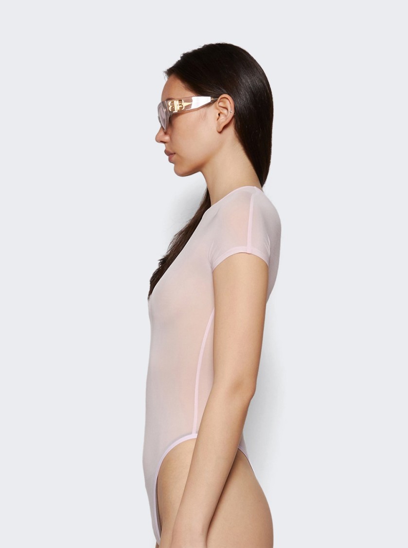 Wardrobe.nyc Sheer Cap Sleeve Bodysuit Blush