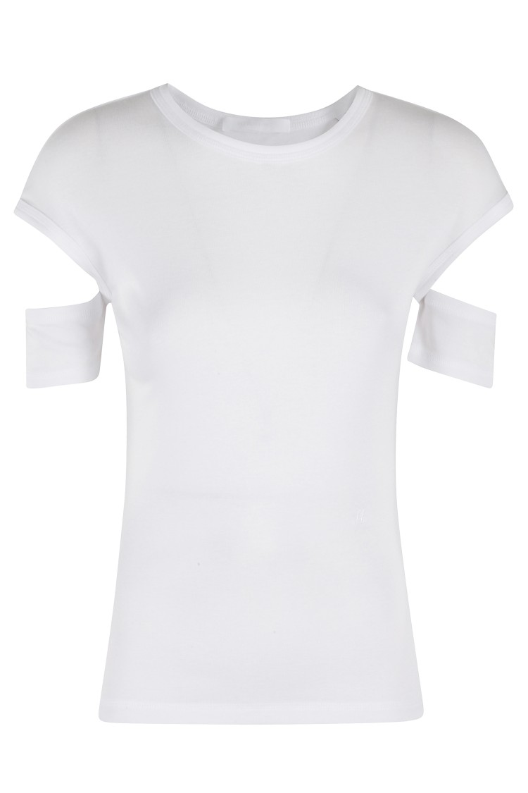 Helmut Lang "slashed Shrunken" T-shirt In White