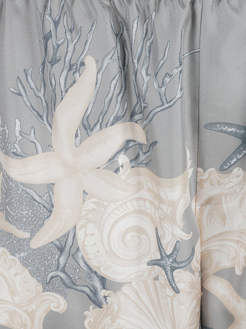 Versace Relaxed Fit Shorts With Seashell Print In Gray
