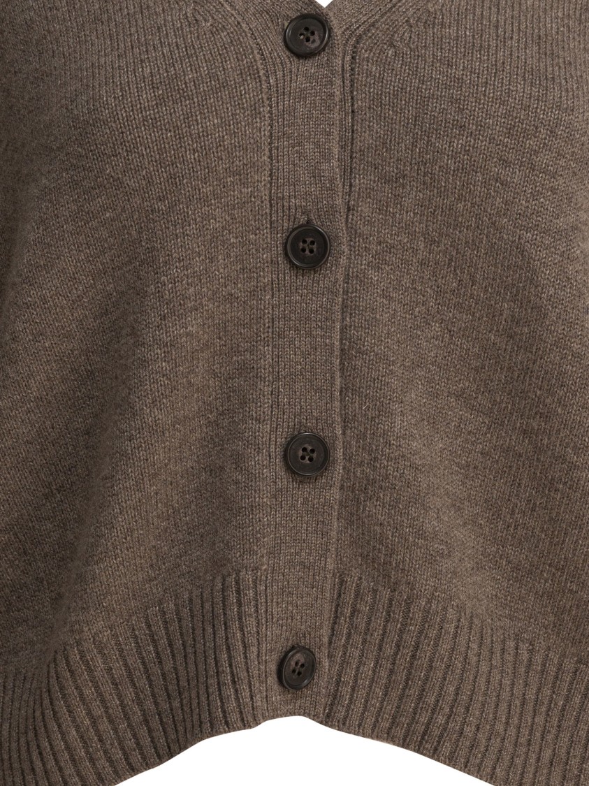 Lisa Yang Cropped Cashmere Cardigan With V-neckline In Brown