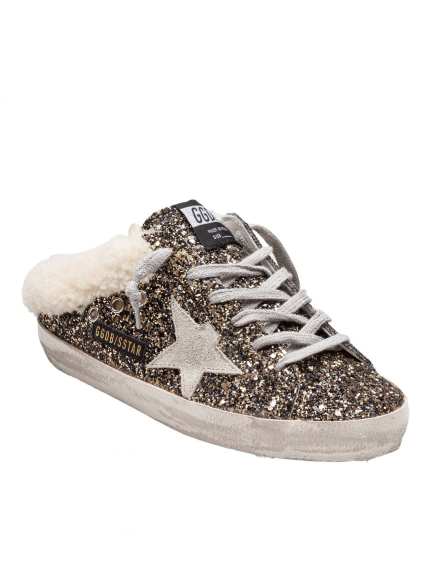 Golden Goose Super-star Sabot Glitter Upper Suede Star Shearling Lining
