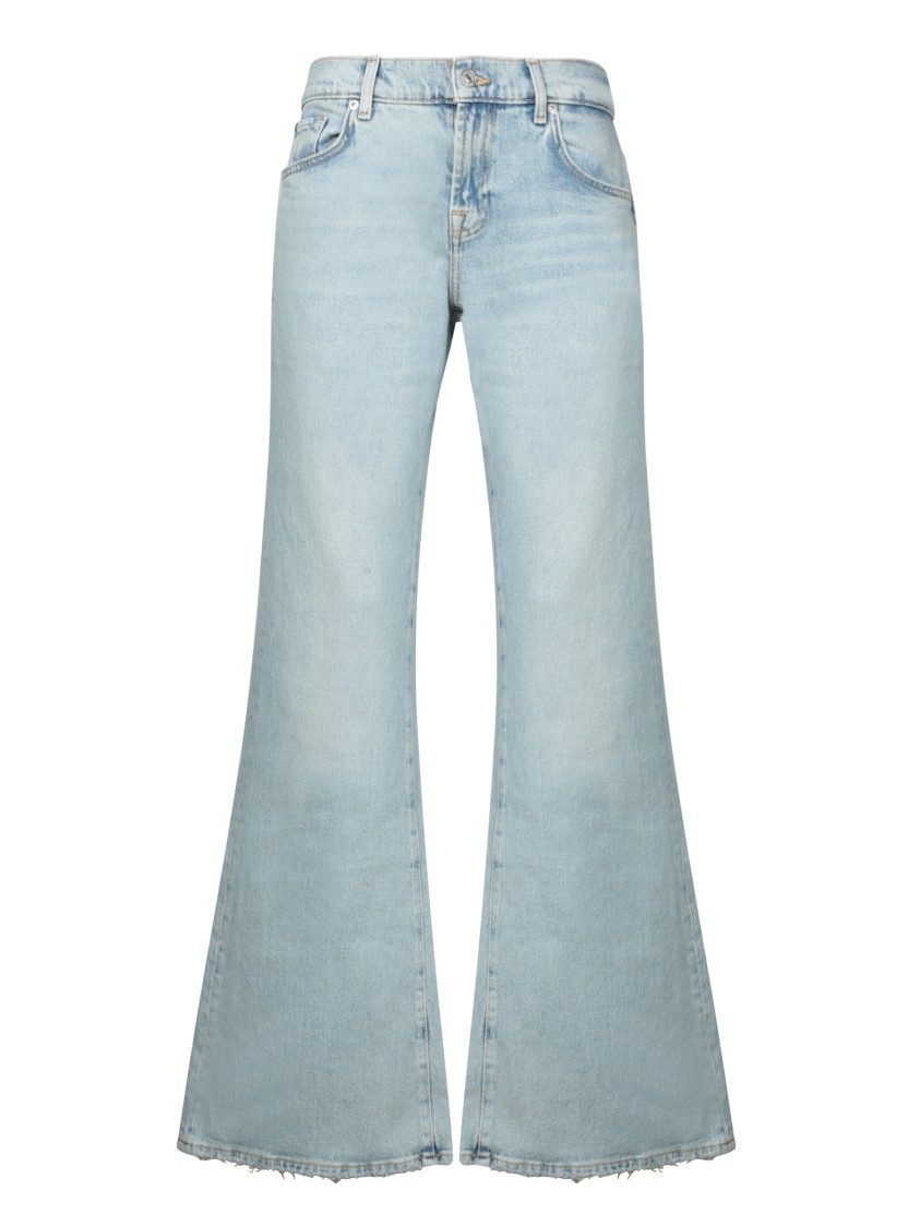 7 For All Mankind Sahara Spencer Flare Light Blue Jeans In Grey
