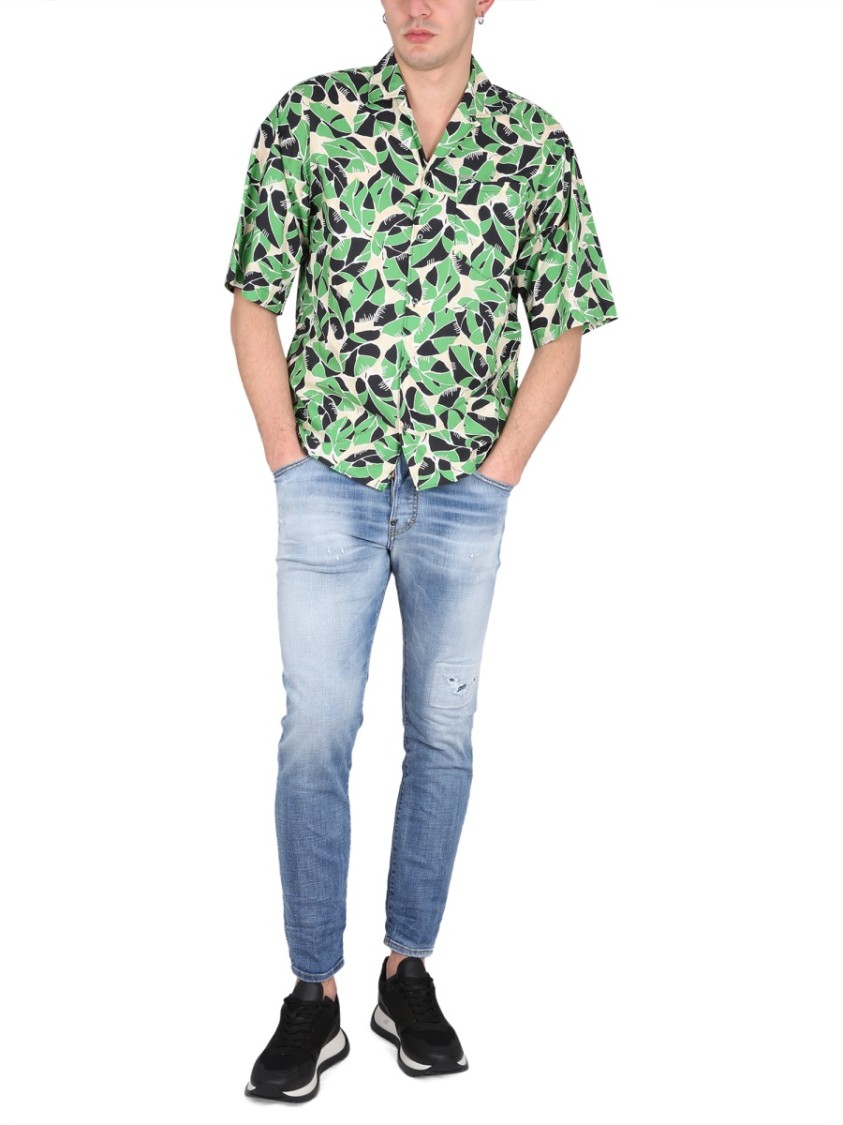 Dsquared2 Botanical-print Short-sleeved Shirt In Multicolor