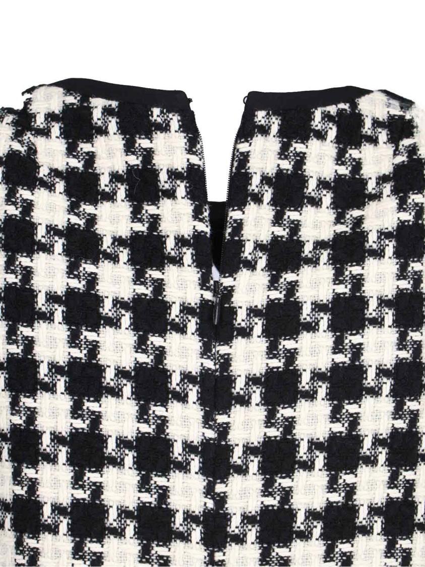 Valentino Embroidered Damier Light Tweed Short Dress In White