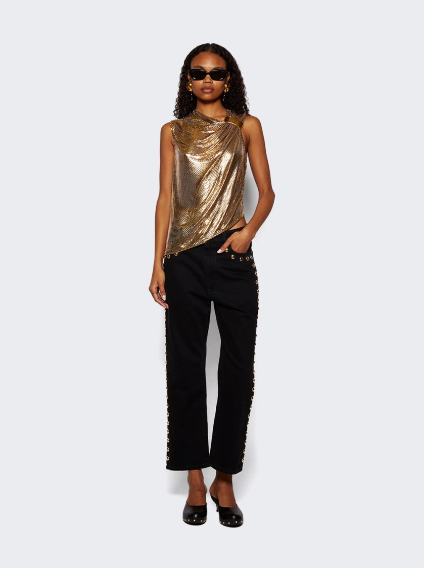 RABANNE RABANNE EMBELLISHED BOYFRIEND JEANS BLACK