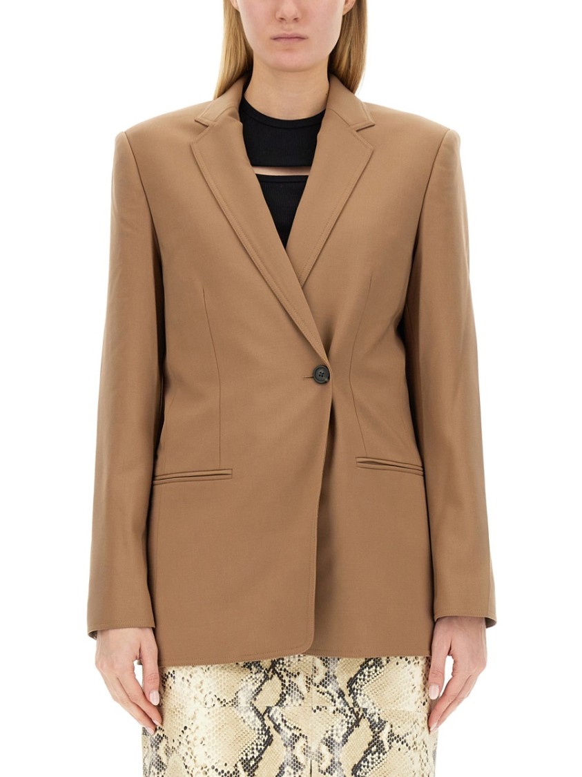 Helmut Lang Single-breasted Blazer Front Pockets In Brown