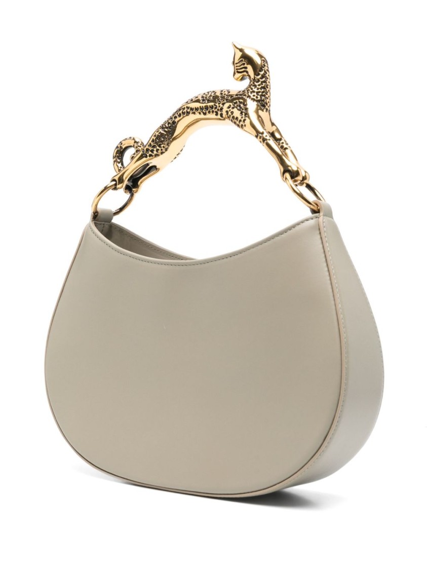 Shop Lanvin Calfskin Shoulder Bag With Leopard Handle