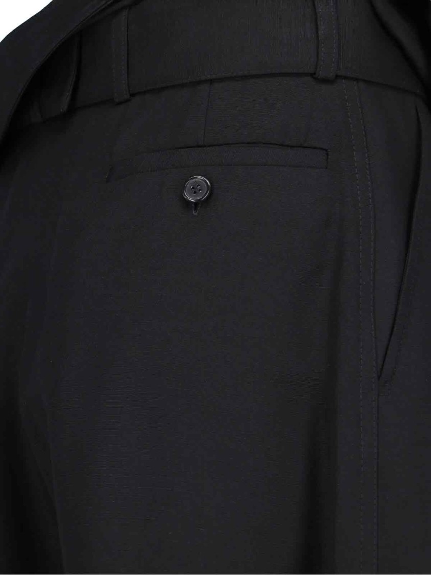 Shop Jw Anderson J. W. Anderson High-waisted Black Wide-leg Pants With Silver Logo Detail