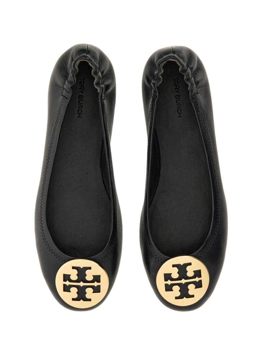 Tory Burch Claire Leather Ballet Flats In Black