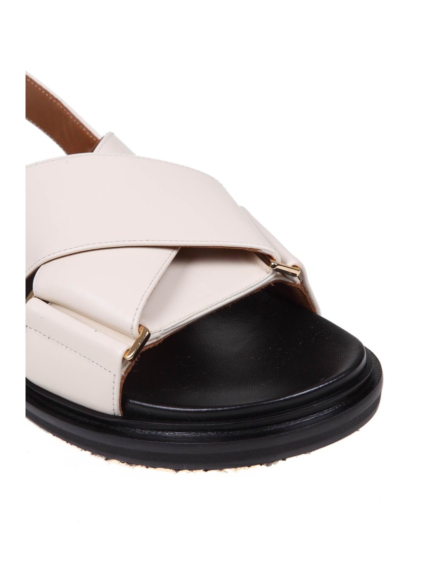Shop Marni Fussbett Sandal In White Leather