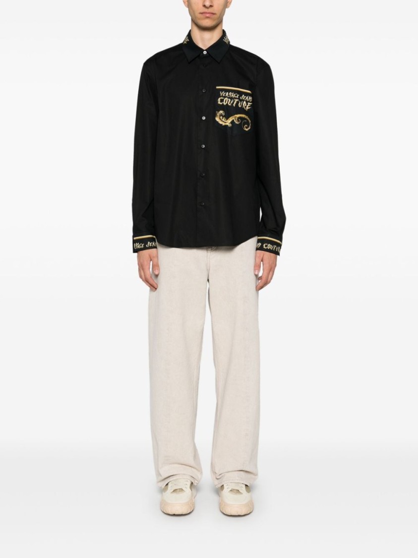 Shop Versace Jeans Couture Black Shirt With Cotton Fabric