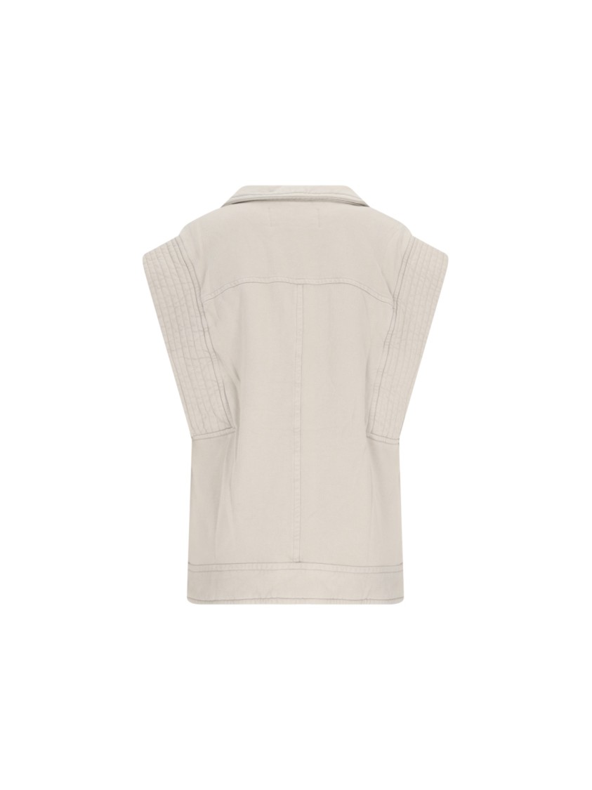 ISABEL MARANT ÉTOILE ISABEL MARANT ÉTOILE DENIM VEST IN BEIGE COTTON