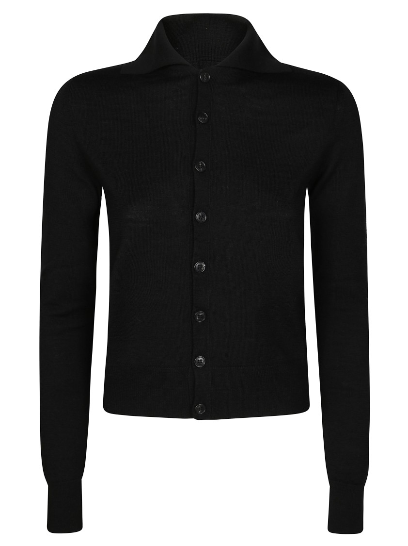 Mm6 Maison Margiela Mm6 By Maison Margiela Classic Black Cardigan With Button-down Front In Black