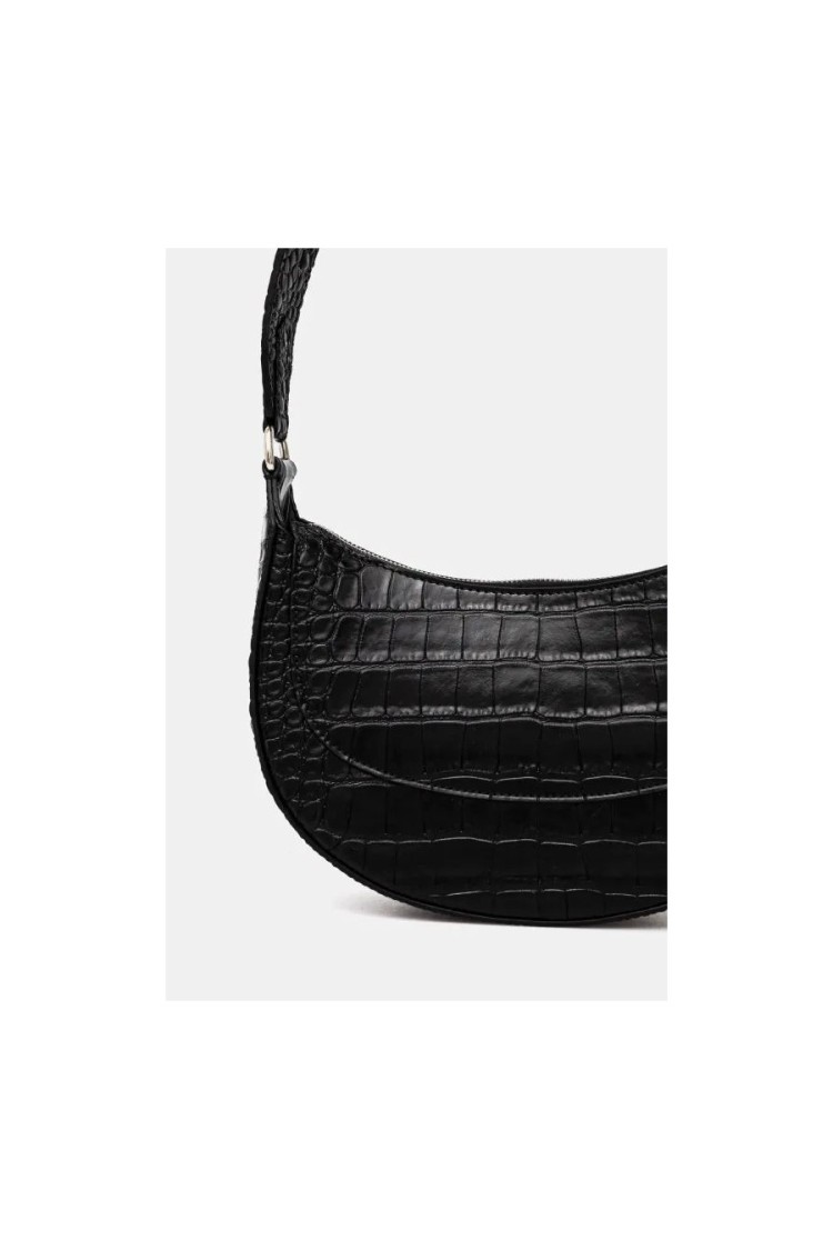 Philipp Plein Textured Crocodile Pattern Handbag With Logo Detail In Black