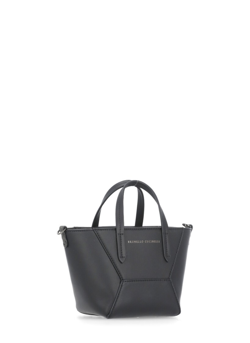 BRUNELLO CUCINELLI BRUNELLO CUCINELLI BLACK LEATHER HANDBAG