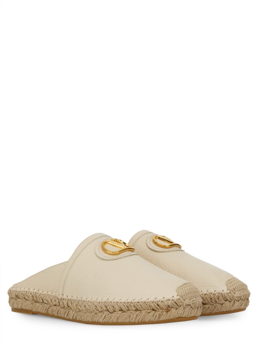 Valentino Vlogo Grainy Leather Mule Espadrille