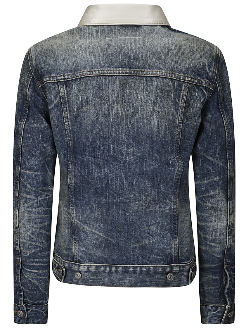 Mm6 Maison Margiela Mm6 By Maison Margiela Denim Jacket With Contrast Collar In Blue