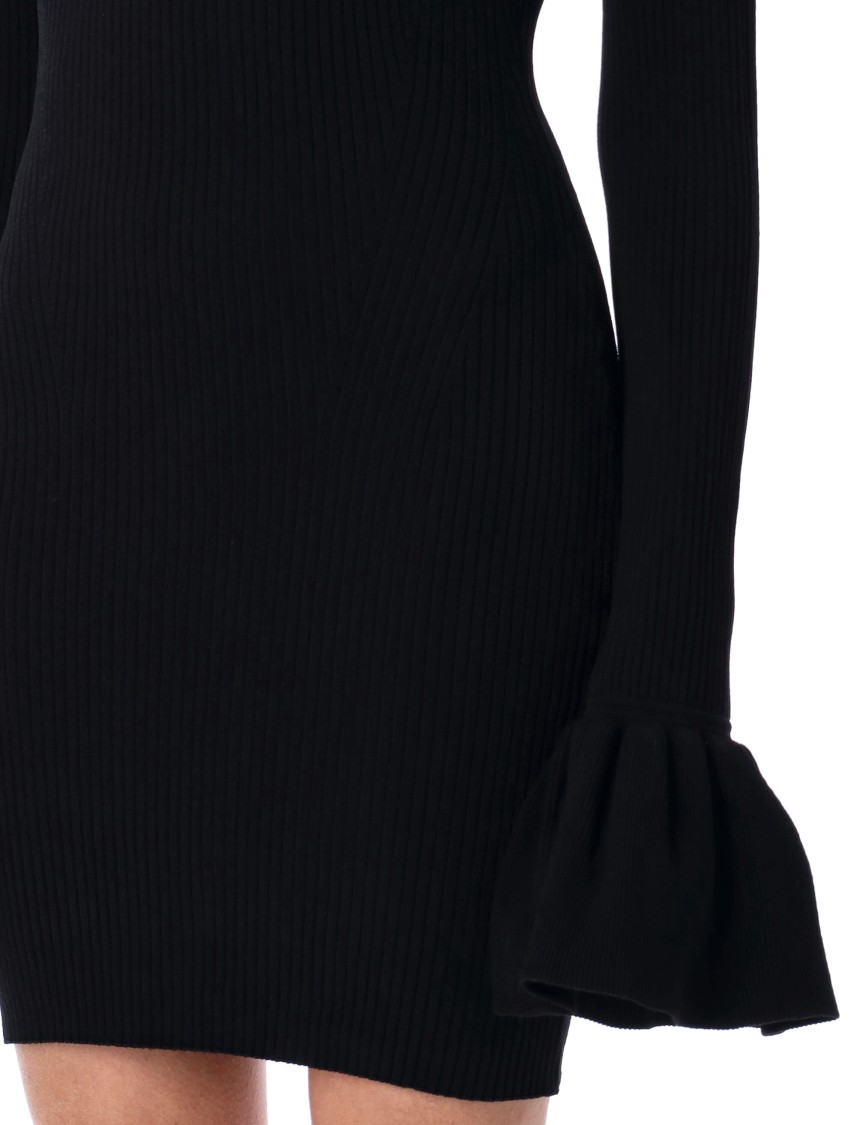 Shop Rotate Birger Christensen Rotate Knit Mini Cut-out Dress In Black