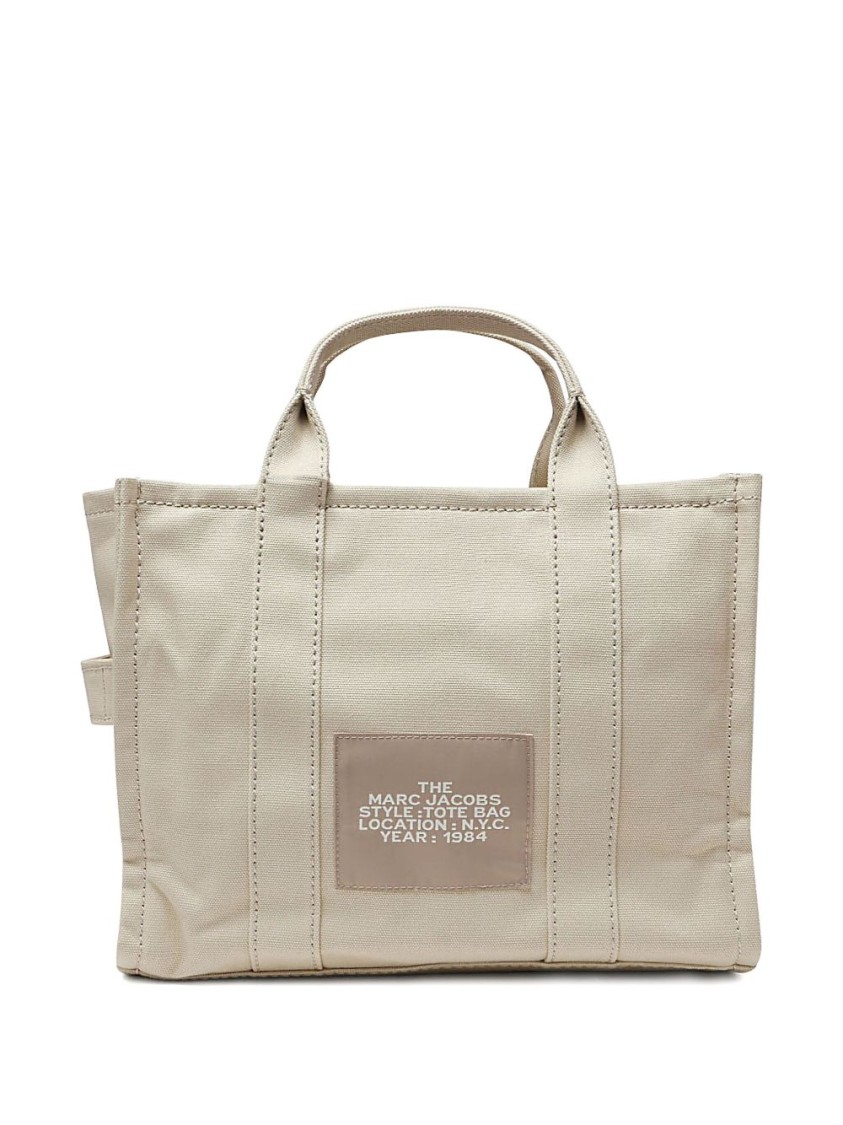 Marc Jacobs Structured Beige Tote Bag With Dual Handles And Bold Branding In Neutral