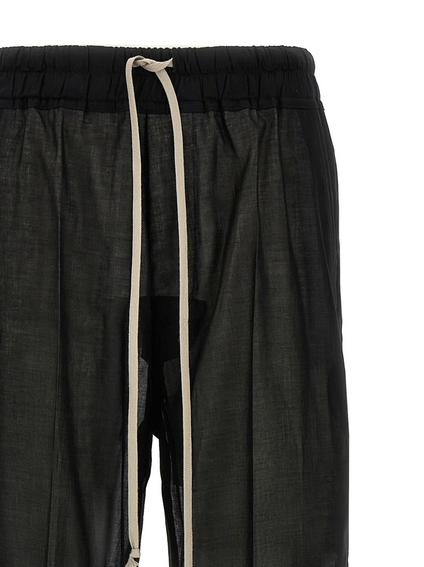 Rick Owens Wide-leg Cotton Muslin Pants With Drawstring Waist In Black