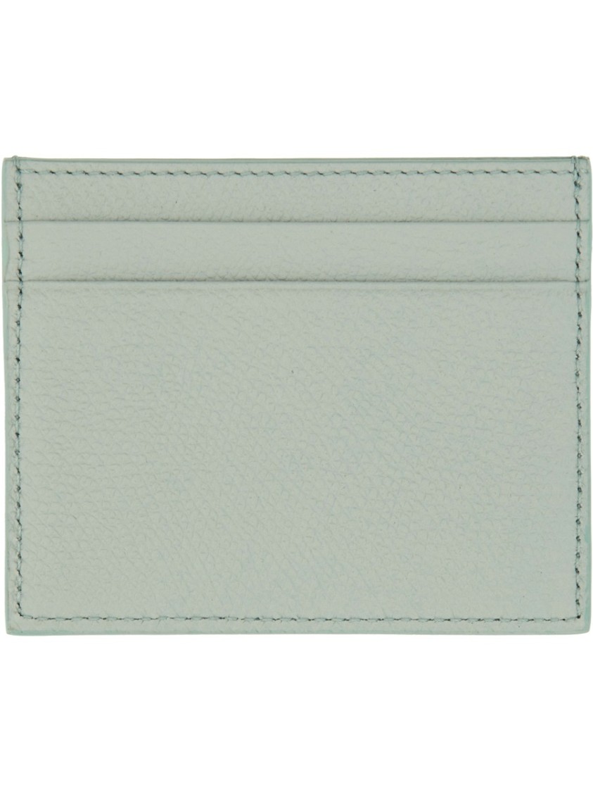 Valentino Blue Vlogo Signature Grainy Calfskin Card Holder