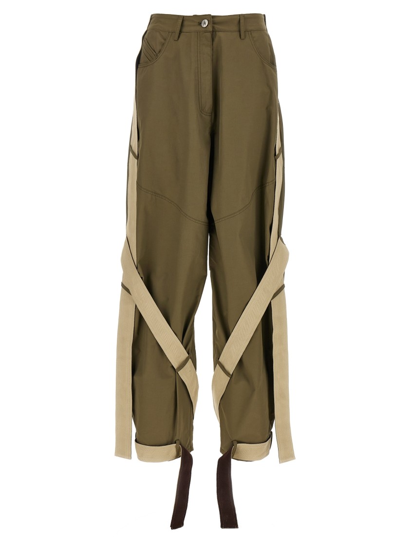 Attico Cargo Trousers With Strap And Pocket In Green