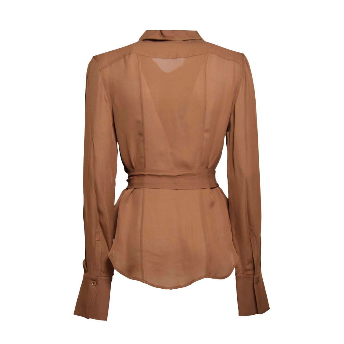 EQUIPMENT EQUIPMENT GRAYSEN BLOUSE IN BROWN SILK WITH SASH