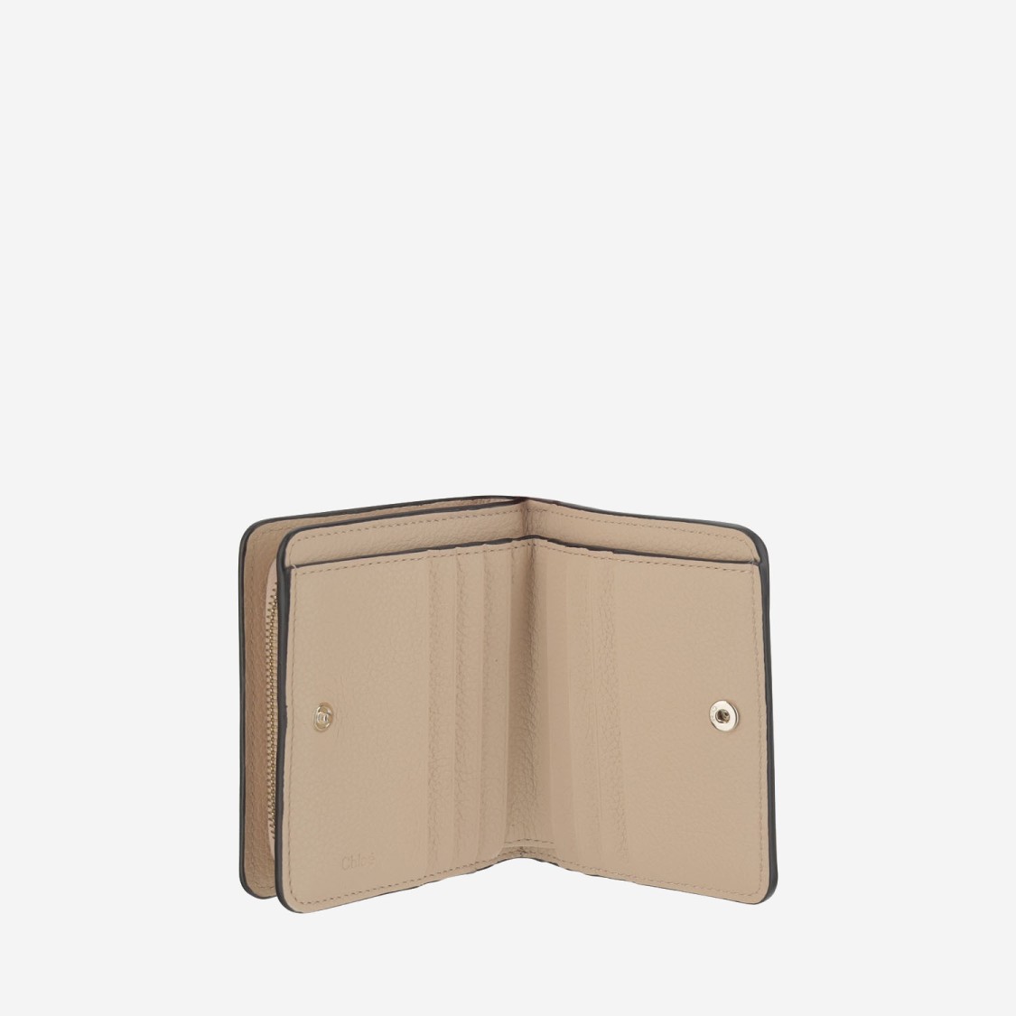 Chloé Alphabet Compact Wallet In Grained Leather Grey Size Onesize 100% Calf-skin Leather In Neutrals