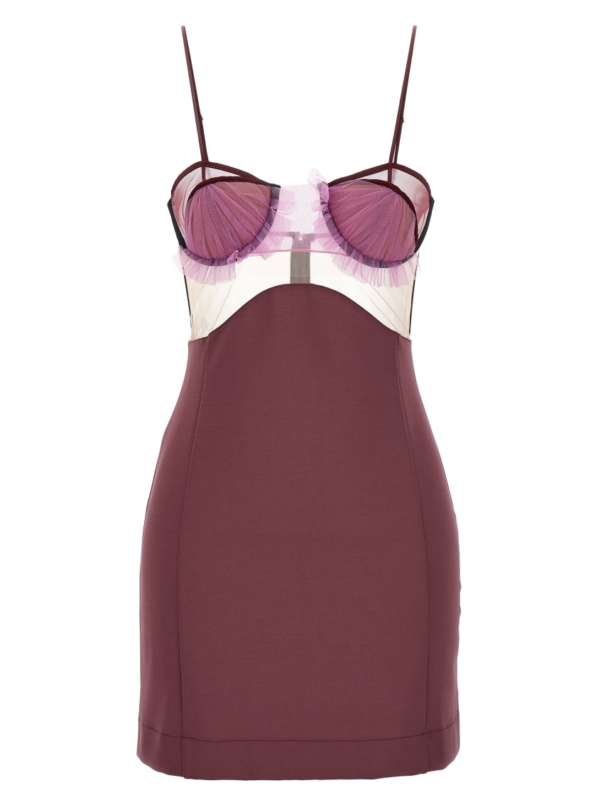Nensi Dojaka 'explosive Flower Bra' Dress In Burgundy