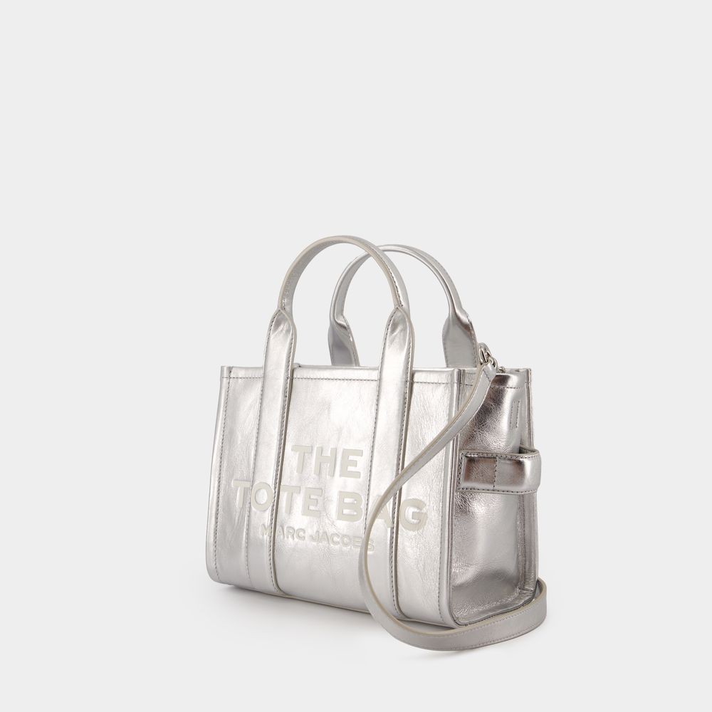 Marc Jacobs The Small Tote - Leather - Silver In White