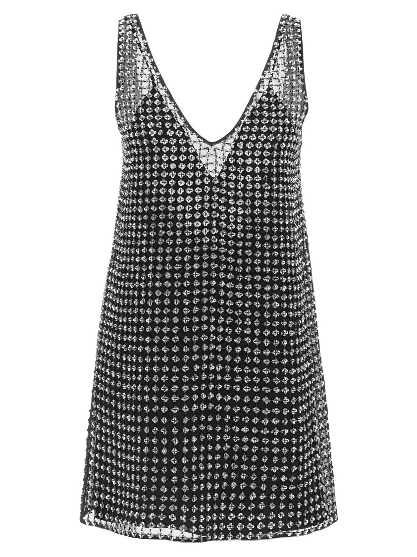 Max Mara Silk Organza Mini Dress With Floral Sequins