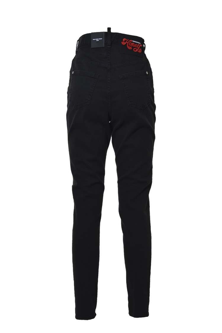 DSQUARED2 DSQUARED2 HIGH WAIST TWIGGY JEANS IN BLACK DENIM