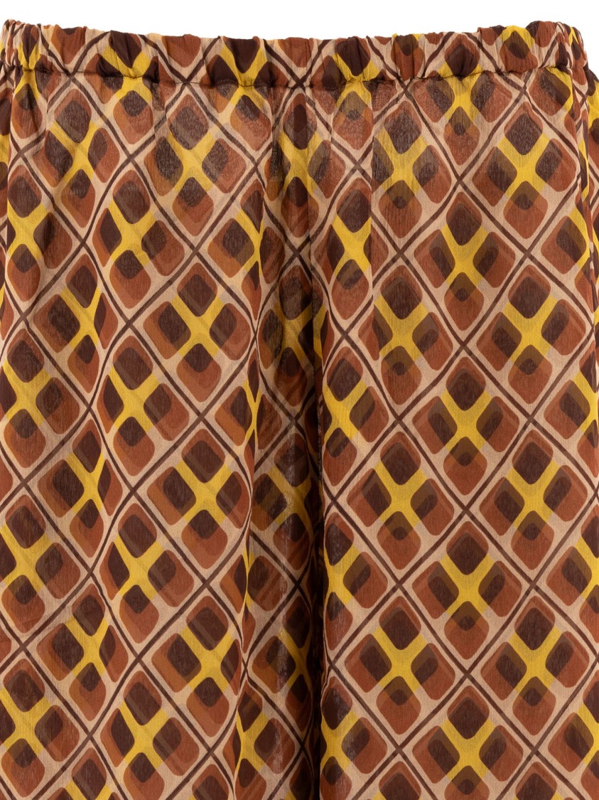 Bode Wide-leg Trousers With Geometric Pattern In Brown
