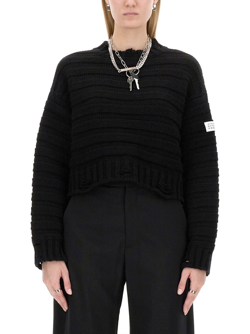 Mm6 Maison Margiela Mm6 By Maison Margiela Textured Knit Cropped Sweater