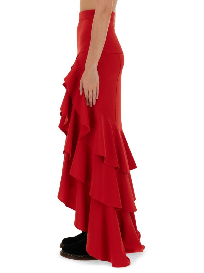 Moschino Asymmetric Skirt With Ruffles In Red